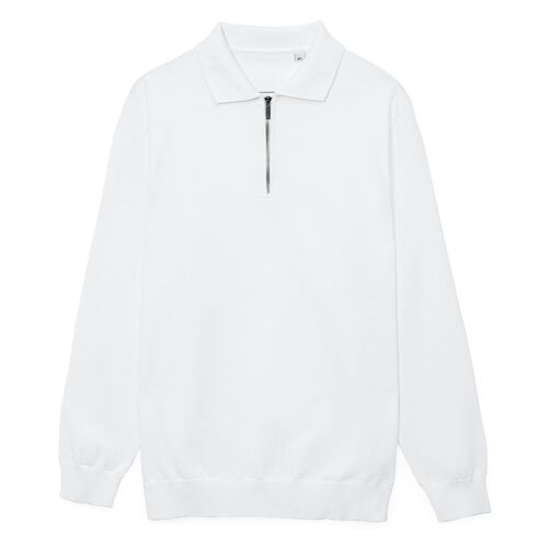 Рубашка поло мужская с длинным рукавом Terrazzo, белая, размер 2XL/3XL