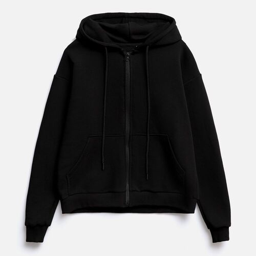 Толстовка унисекс оверсайз на молнии Zippy Terry, черная, размер XL/XXL