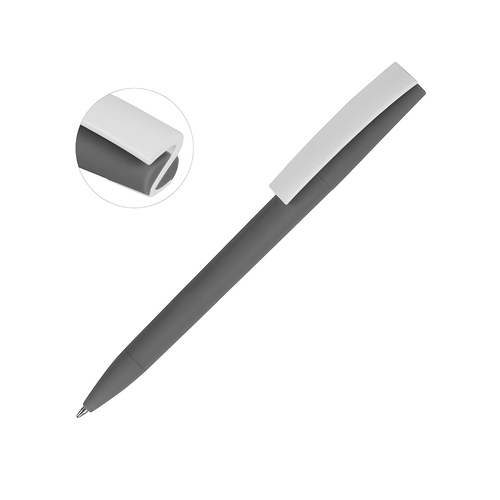 Ручка пластиковая soft-touch шариковая «Zorro», серый/белый