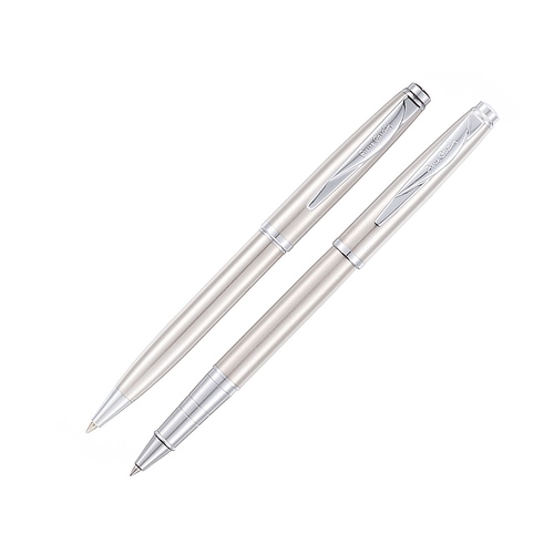 Набор Pierre Cardin PEN&PEN: ручка шариковая + роллер. Цвет - серебристый. Упаковка Е.