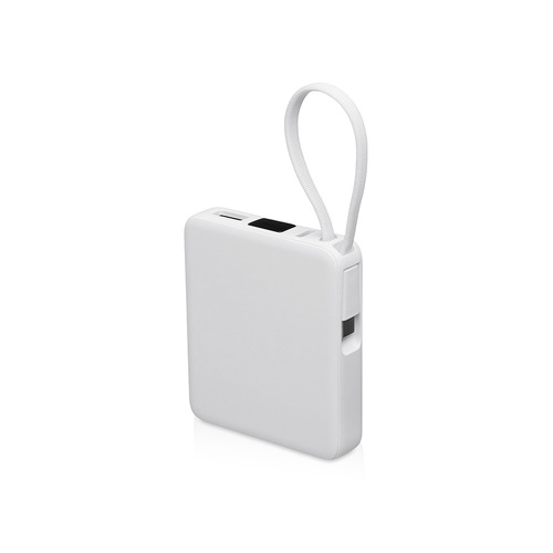 Внешний аккумулятор со встроенным кабелем USB-C «Дэнси», 5000 мАч, белый