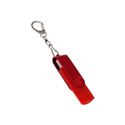USB-флешка на 256 Гб 2 в 1 поворотный механизм, c дополнительным разъемом Type-C с одноцветным металлическим клипом, красный