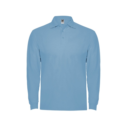 Рубашка поло "Estrella" мужская с длинным рукавом, небесно-голубой