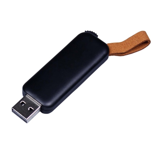 USB-флешка промо на 64 Гб прямоугольной формы, выдвижной механизм, черный