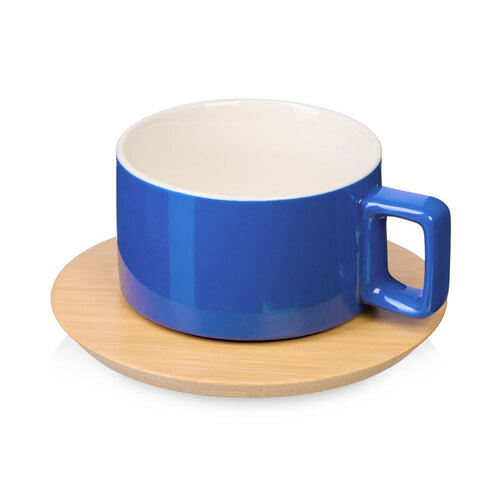Набор чашка с бамбуковым блюдцем "Sheffield", синий