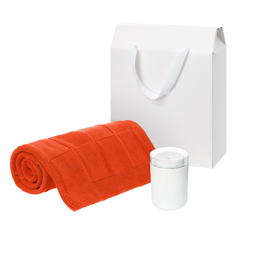 Подарочный набор Авена, Селла (Avena, Cella), оранжевый (увлажнитель, плед)
