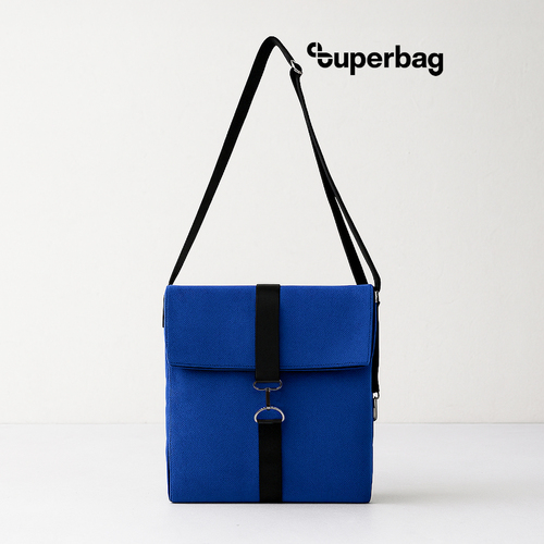 Шоппер Superbag Companion, с тремя отделениями, боковым креплением (карабин) и карманом (синий с черным)